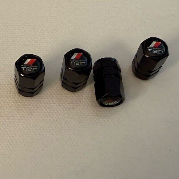 TRD Toyota Valve Stem Caps in Black Set of 4 NWT - Picture 2 of 4